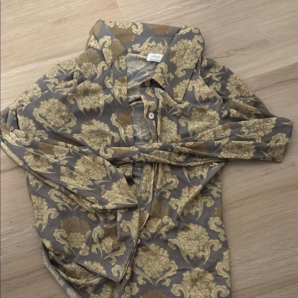 Aritzia Gold and Gray Patterned Top